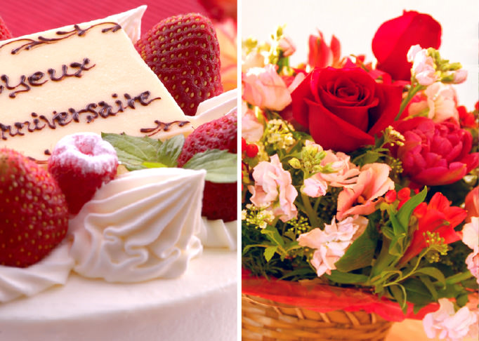 【大切な記念日に♪】『伊豆ビストロフレンチ』 記念日ケーキ＆お花付き記念日プラン